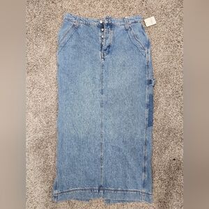 We The Free Light Blue Denim Skirt